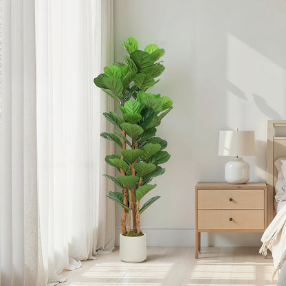 Toelna Artificial Fiddle Leaf Fig Style Tree With Broad Leaves H8 150cm Green