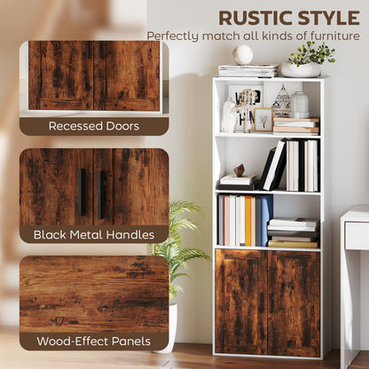 Selofi Wood Rustic Brown 5 Tier Bookcase With Adjustable Shelving