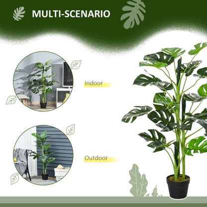Nalale Lumo Set Of 2 Artificial Monstera Style Trees With Cheese Leaf Design And Pots
