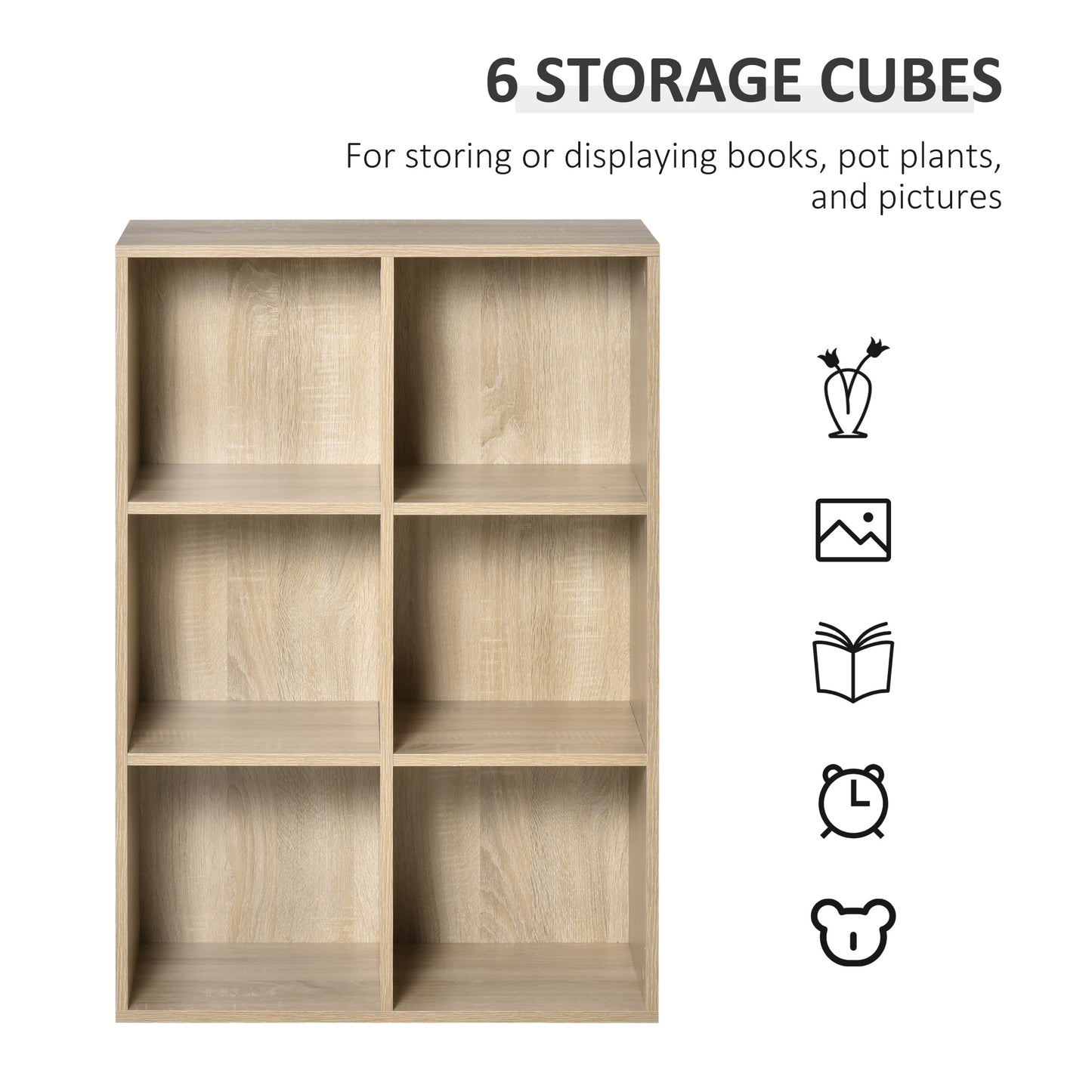 Nafino Ledi Wood Oak Effect 6 Cube Storage Bookcase