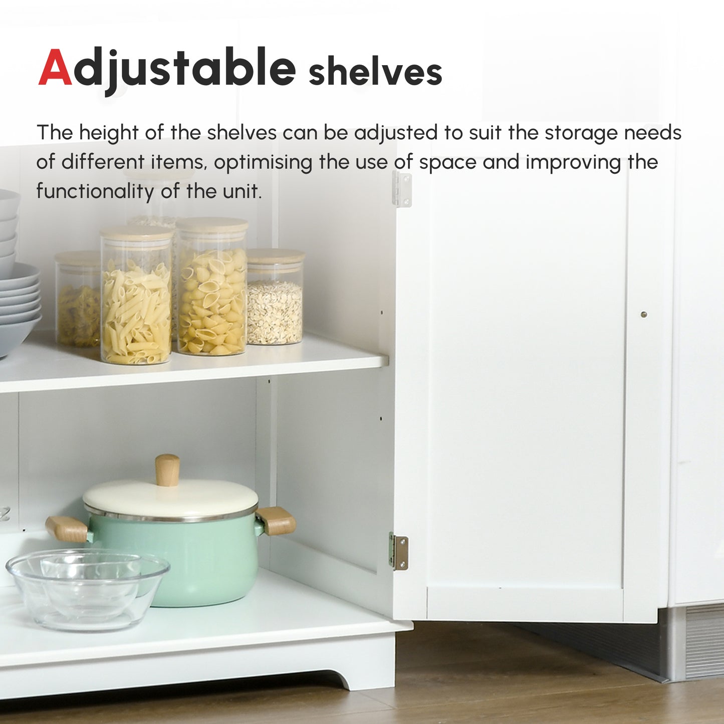 Colalu Wooden Kitchen Cabinet With Solid Natural Top 2 Doors 2 Drawers
