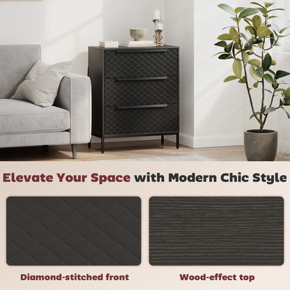 Salimo Metal Black 3 Fabric Drawer Storage Dresser