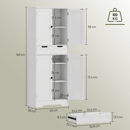 Lucola Tall Freestanding Bathroom Storage Cabinet In White