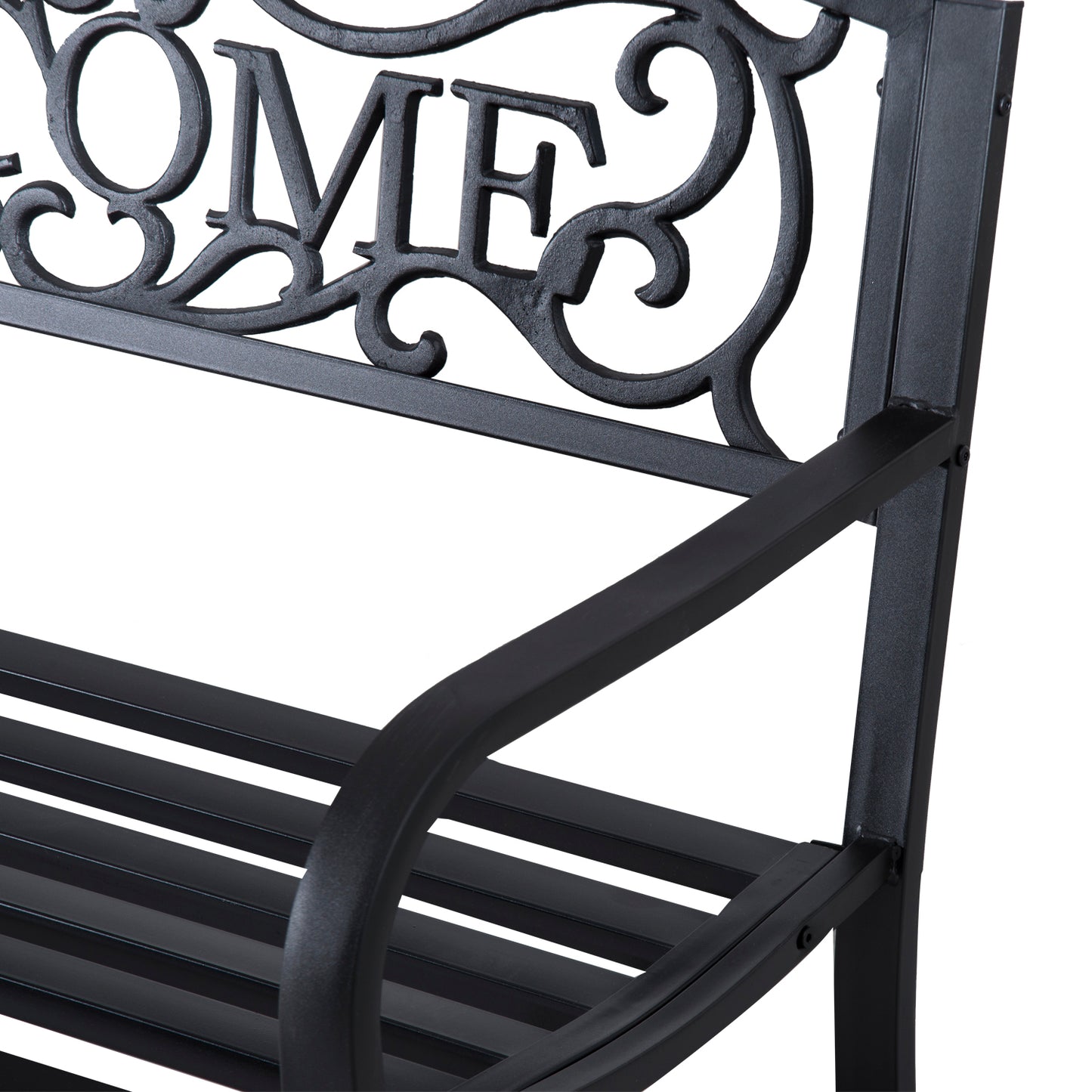 Rolare 126cm Steel Black Outdoor Garden Bench