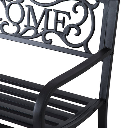 Rolare 126cm Steel Black Outdoor Garden Bench