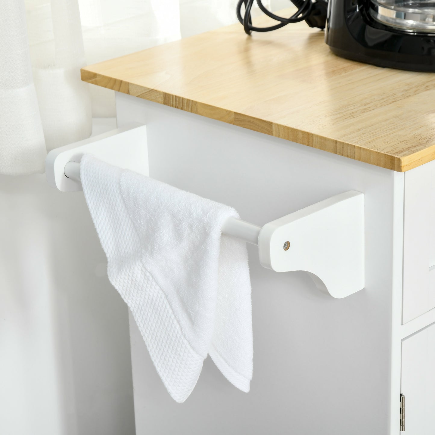 Nave Wooden White Kitchen Island 2 Drawers 3 Doors