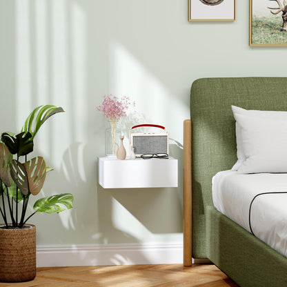 Sosa White Wall Mounted Floating Bedside Table With Storage Drawer