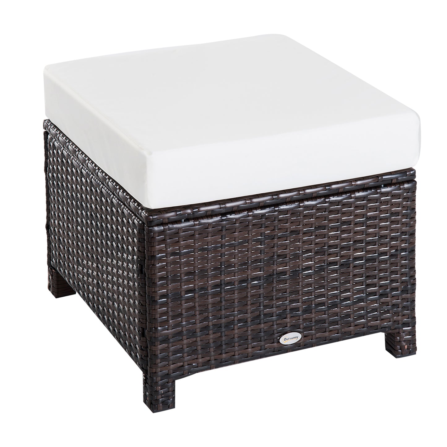 Molo Rattan Brown Square Outdoor Footstool With Padded Cushion