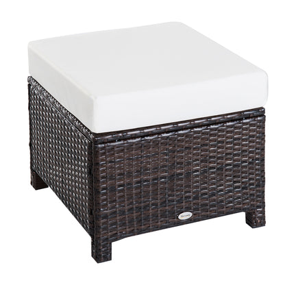 Molo Rattan Brown Square Outdoor Footstool With Padded Cushion