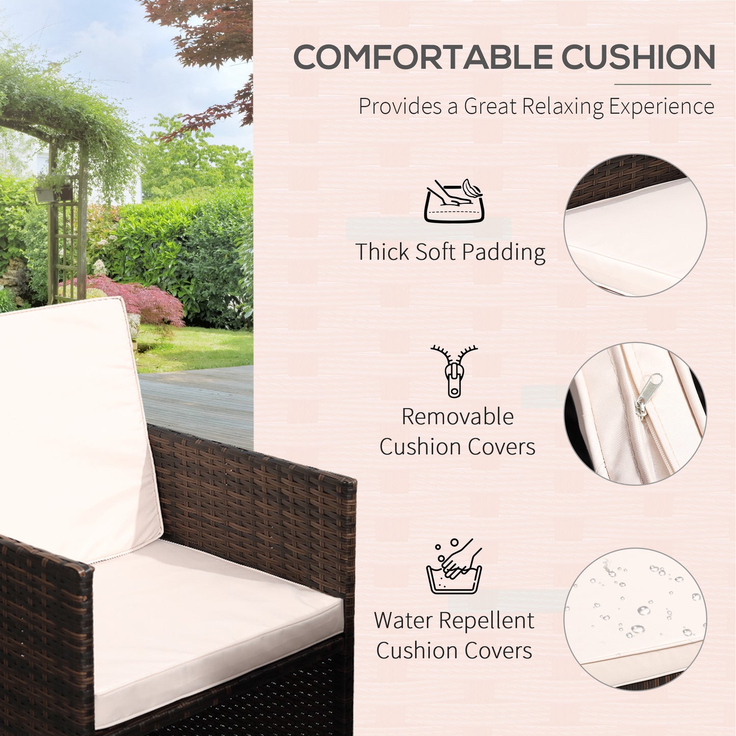 Mafa Rattan Brown 10 Seater Cube Outdoor Dining Set With Cushions And Rectangular Glass Table