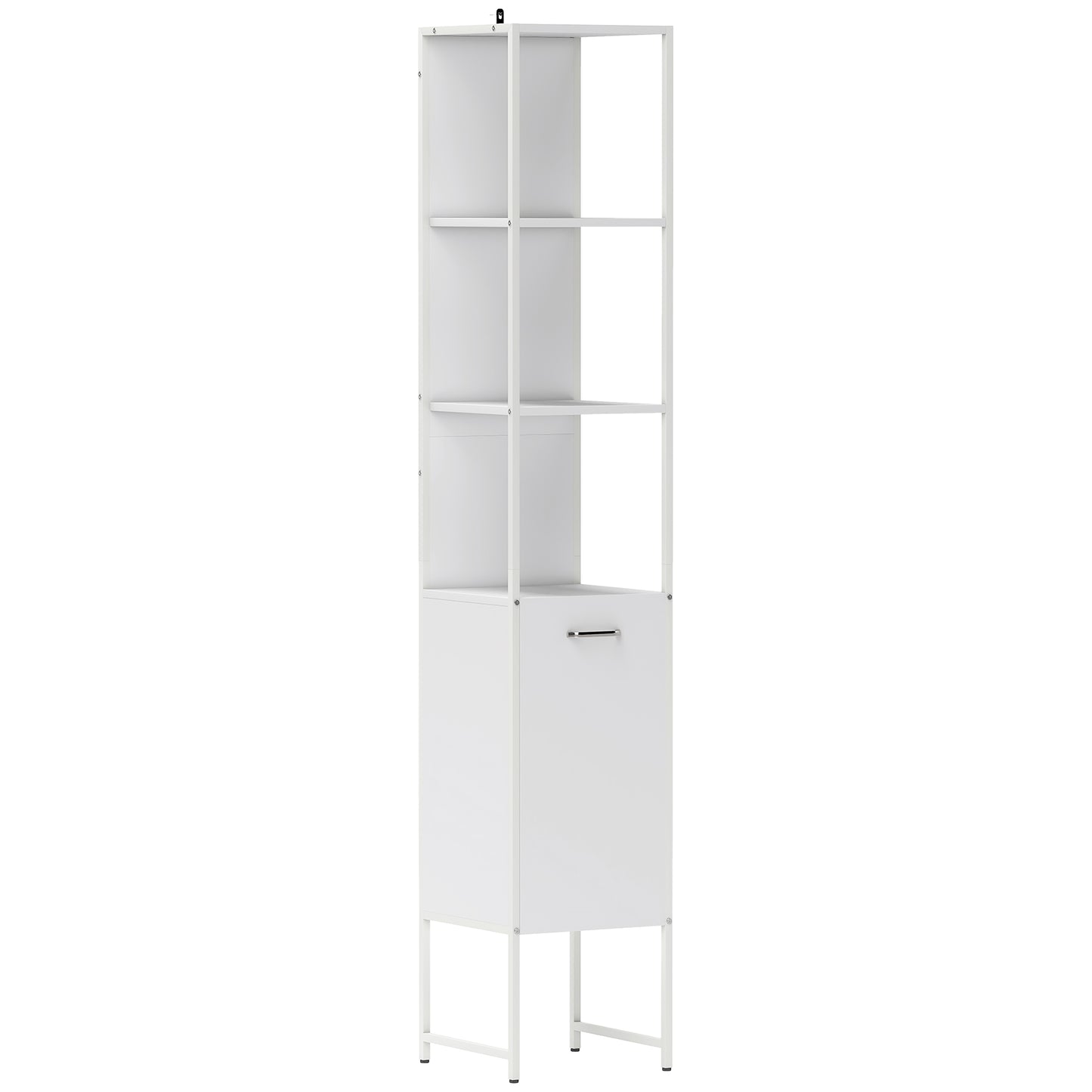 Neliha Tall Bathroom Storage Cabinet With OFauxn Shelves And Adjustable Interior White