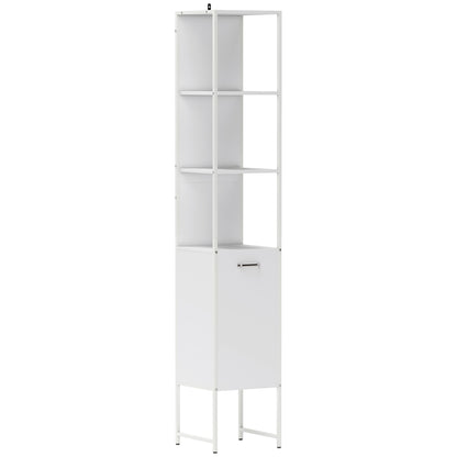 Neliha Tall Bathroom Storage Cabinet With OFauxn Shelves And Adjustable Interior White