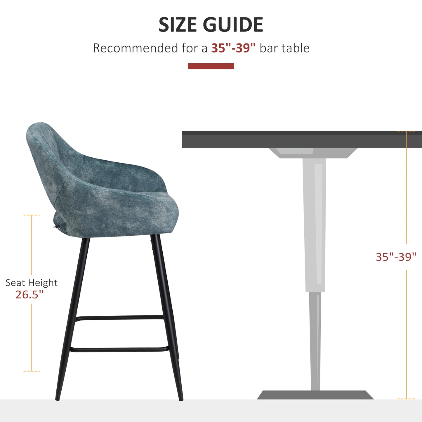 Lona Bale Set Of 2 Blue Velvet Fabric Counter H8 Bar Chairs With Steel Legs