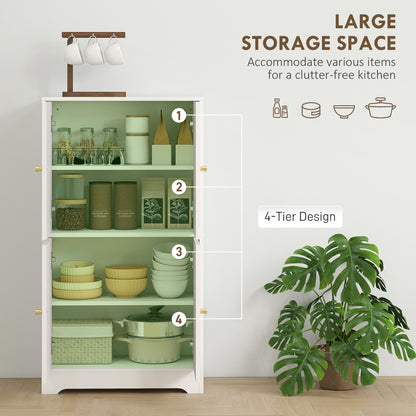 Suzino 110cm Wooden White 4 Door Kitchen Storage Cabinet With Adjustable Shelves