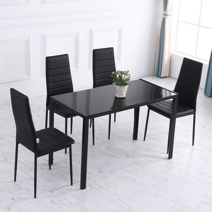 Tasefi 120cm Metal Black Rectangular Glass Dining Table 4 Seater Kitchen Table