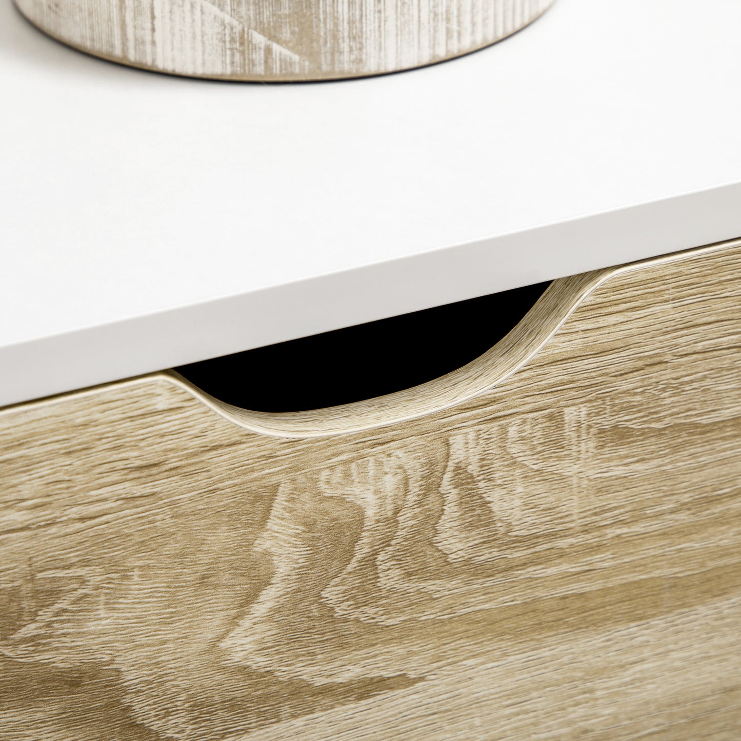 Diha White and Natural Scandi Sideboard 1 Storage Drawer 2 Doors Cabinet