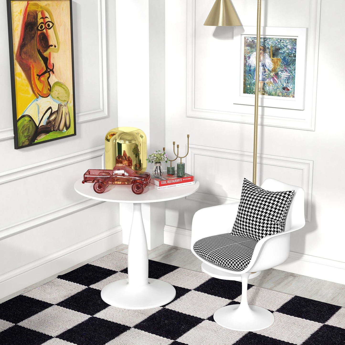 Lusose Metal And Steel Round Dining Table With Minimal Base For Small Dining Areas