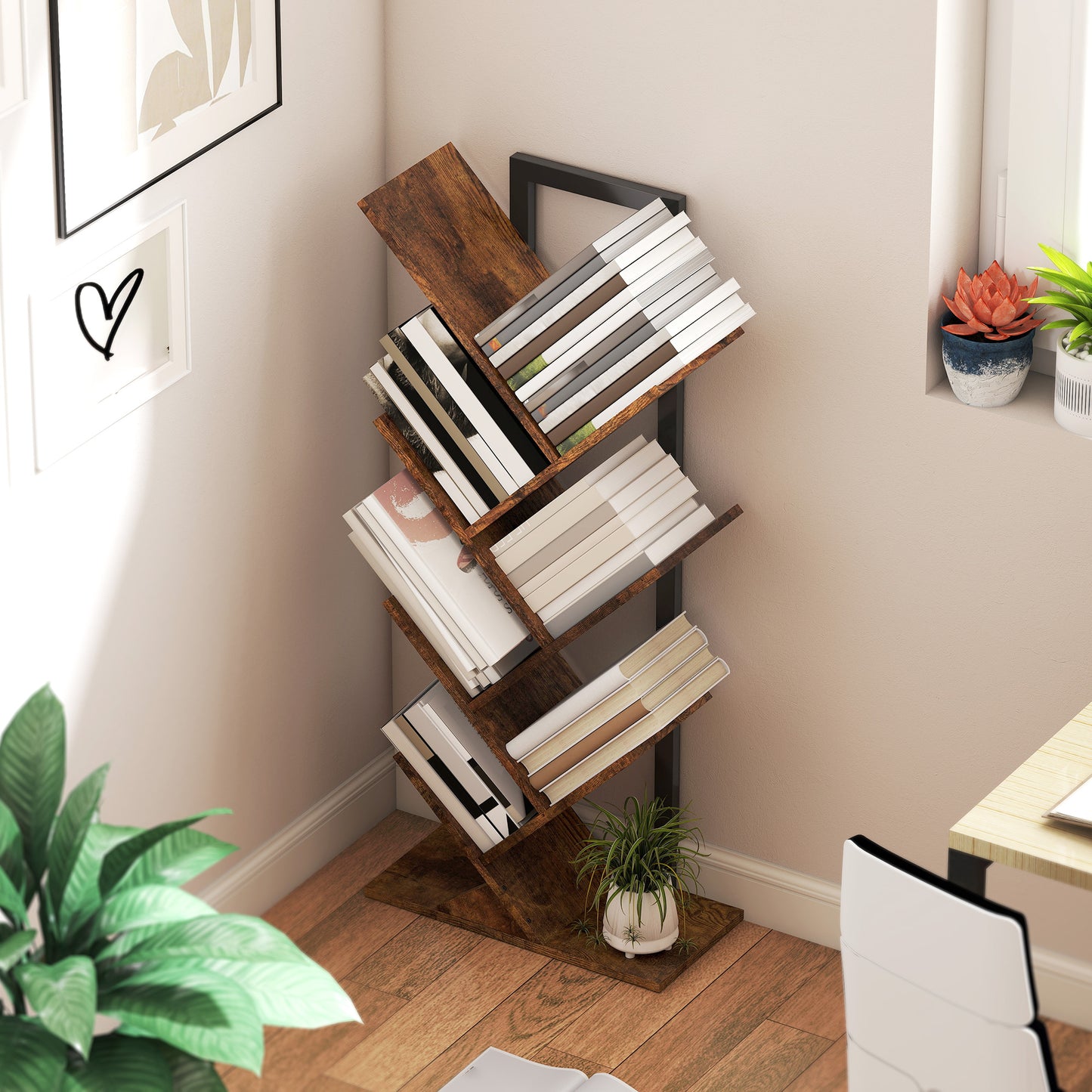 Modo Wood Wood Effect 6 Section Tree Style Bookcase