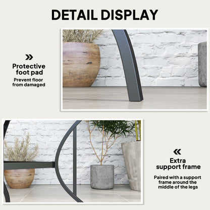 Sucodo Steel Dark Grey Square Outdoor Dining Table With Slatted Plate Top And Parasol Hole 94 x 94 cm