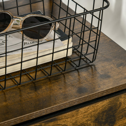Rana Black Metal And Rustic Brown Unit With Shelves And Fabric Drawers