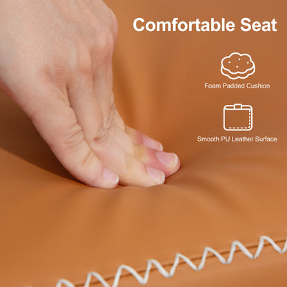 Elbani Faux Leather Orange Shoe Storage Bench With Cushioned Seat