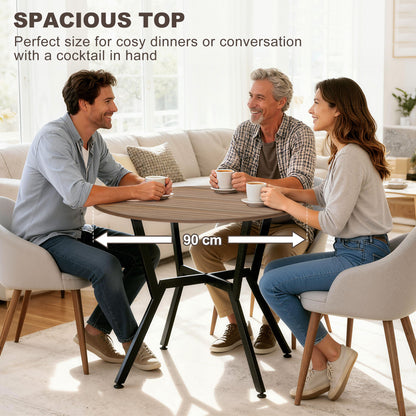 Doveno Metal Brown Round Dining Table With Anti Slip Feet For Dining Areas