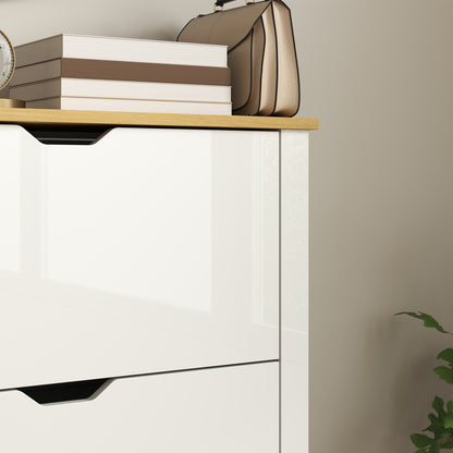 Dorane Lake High Gloss White Slim Shoe Cabinet With 3 Flip Drawers