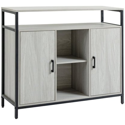 Vara Light Grey Sideboard with Steel Frame 2 Doors 4 Shelves