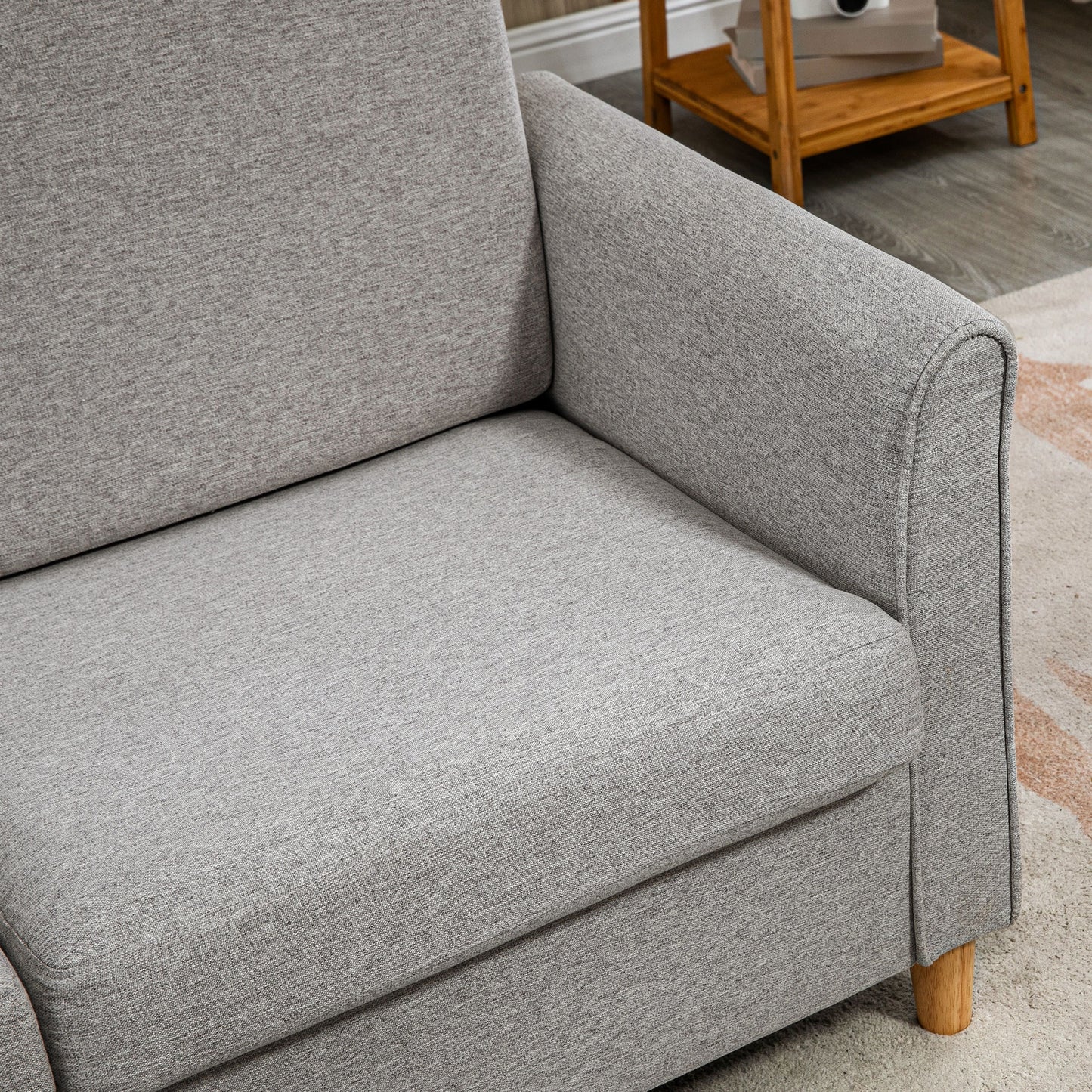 Lovina Light Grey Compact 2 Seater Sofa With Wooden Legs And Armrests