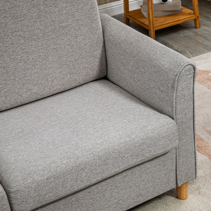 Lovina Light Grey Compact 2 Seater Sofa With Wooden Legs And Armrests