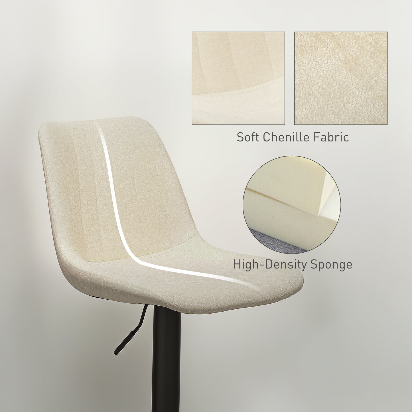 Sefipa Chenille Beige Tub Style Bar Stools Set Of 2 With Soft Touch Upholstery