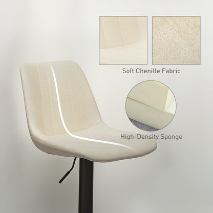 Sefipa Chenille Beige Tub Style Bar Stools Set Of 2 With Soft Touch Upholstery