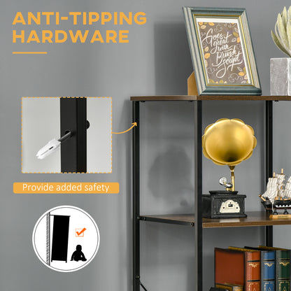 Rana Black Metal And Rustic Brown Unit With Shelves And Fabric Drawers