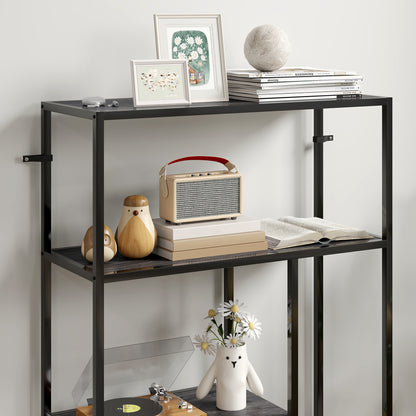 Risudo Wood Charcoal Grey 4 Tier Bookcase With OFauxn Shelving