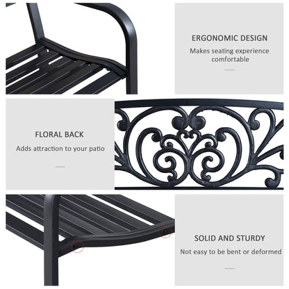 Saradi Taro Steel Black 2 Seater Outdoor Garden Bench