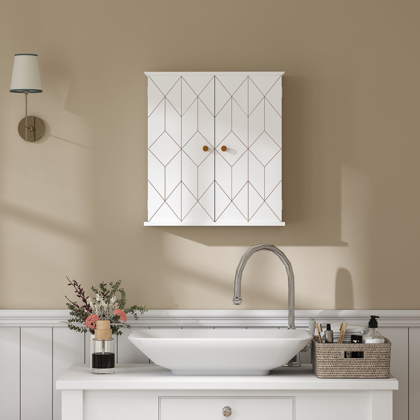 Loredi Wall Mounted Bathroom Medicine Cabinet With Adjustable Shelves White
