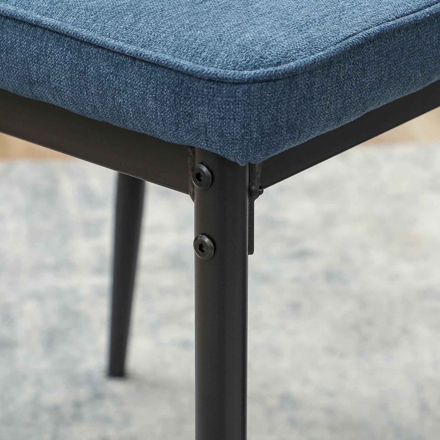 Vemiri Velvet Blue Armless Dining Chairs Set Of 2 With Curved Back And Metal Legs
