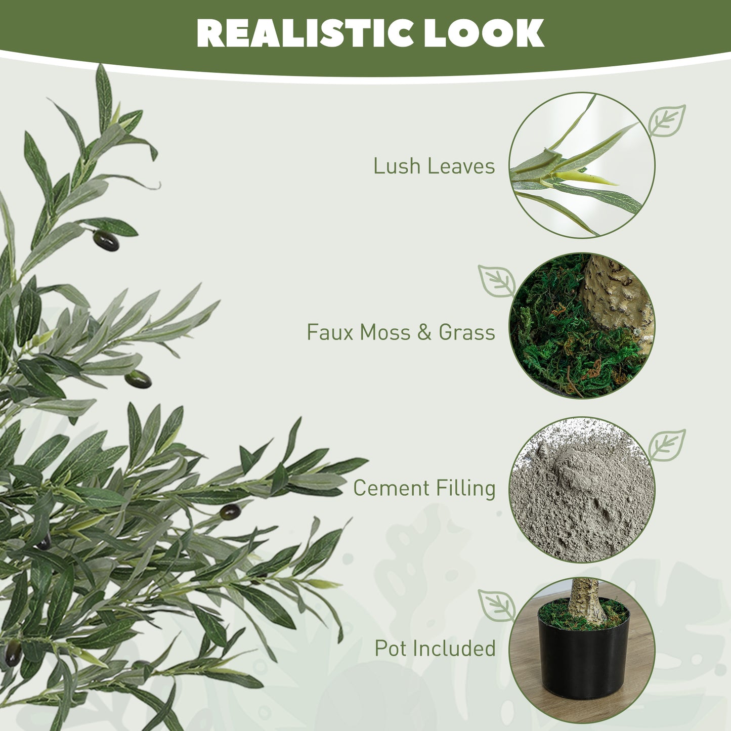 Leloke Artificial Olive Style Tree With Silk Leaf Finish