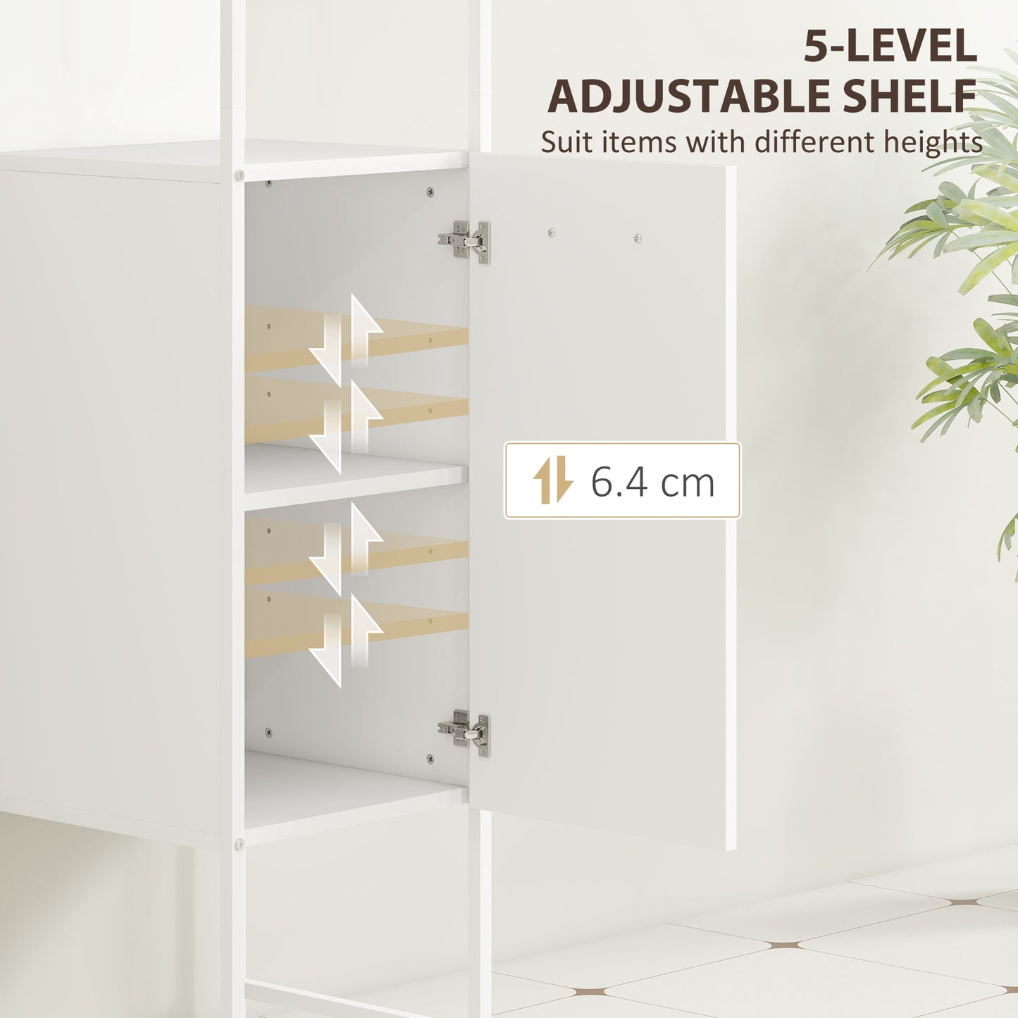 Neliha Tall Bathroom Storage Cabinet With OFauxn Shelves And Adjustable Interior White