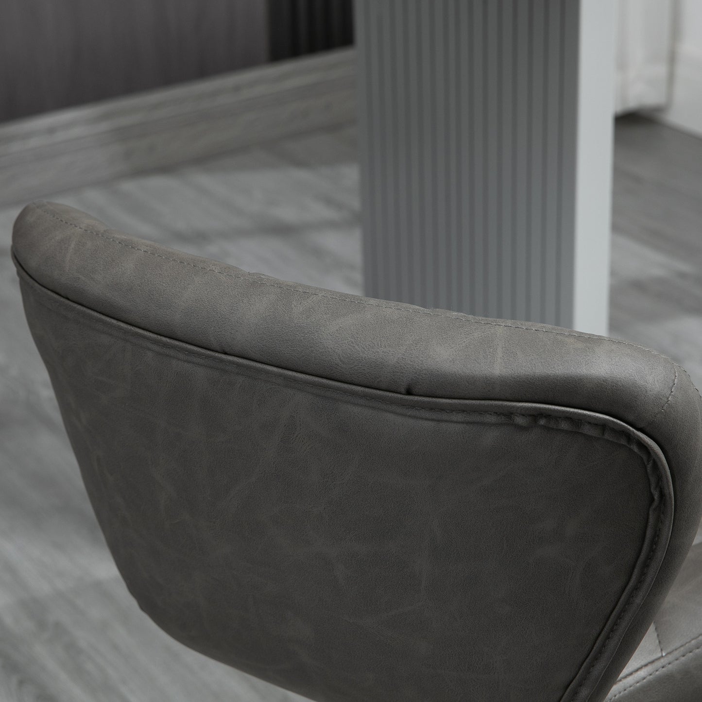 Moliyo Set Of 2 Dark Grey Swivel Bar Stools With Diamond Pattern And Steel Frame