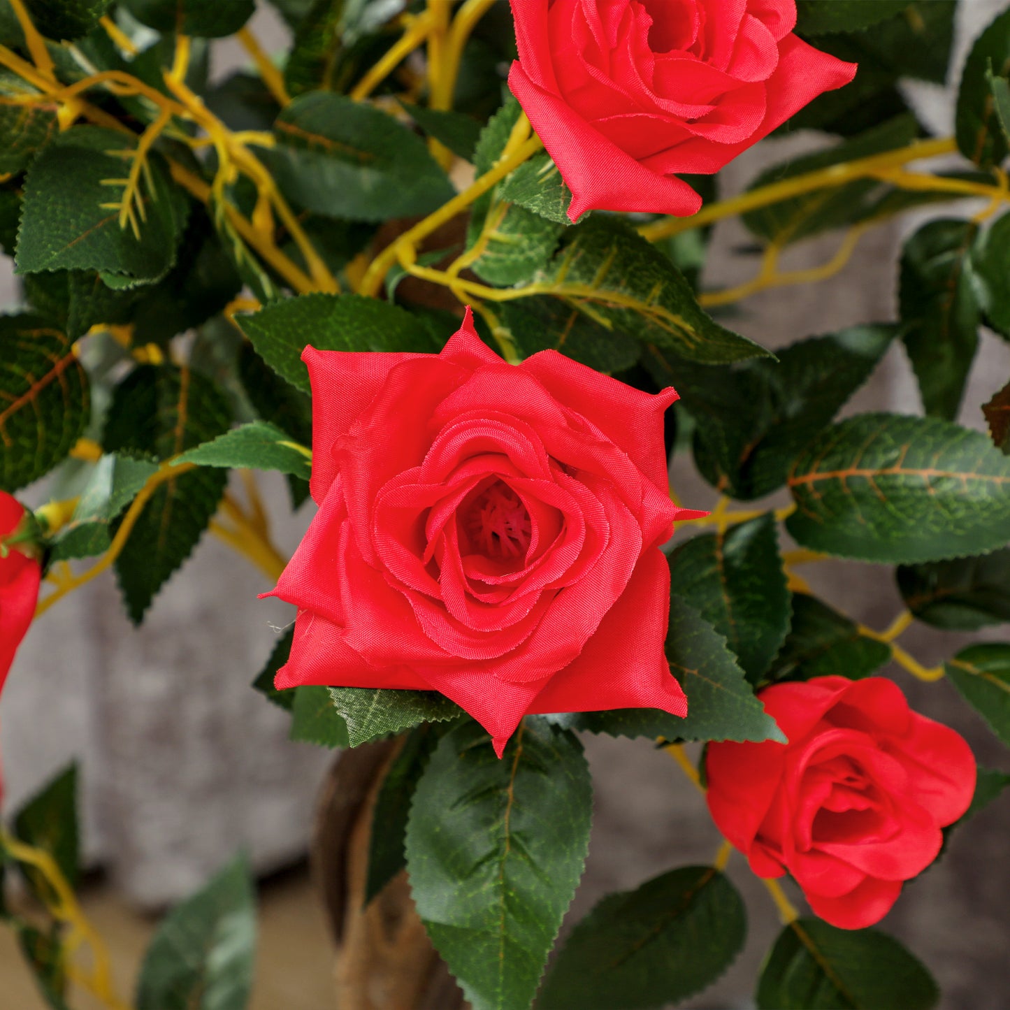 Elsu Set Of 2 Artificial White Rose Floral Plants In Pots H8 90cm Red