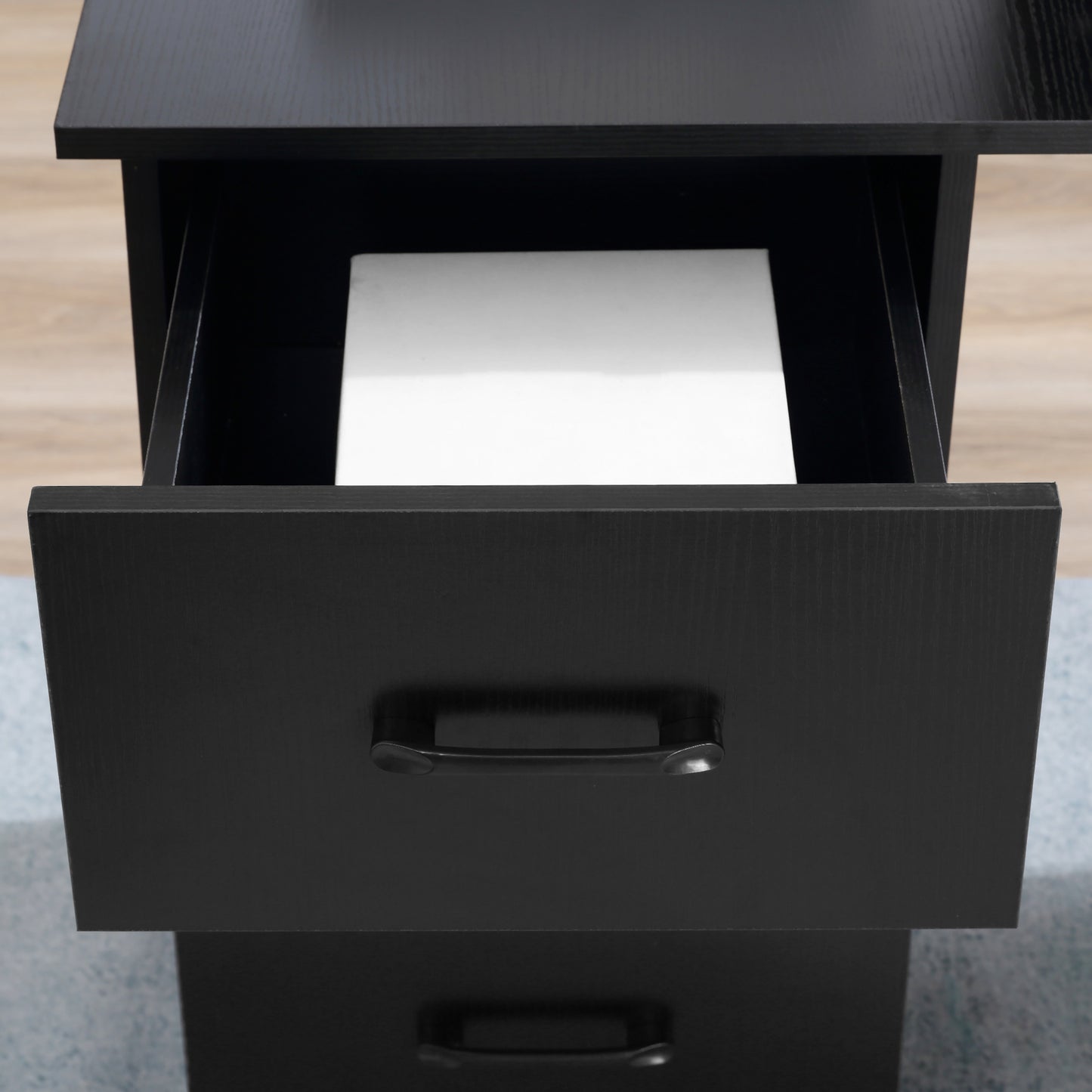 Fasasa 120cm Black Home Office Desk With 3 Shelves And 3 Drawers