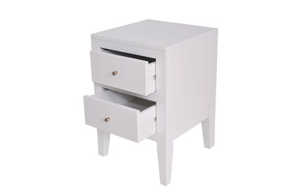 Rosemary White Wood Grain Two Drawer Bedside Table