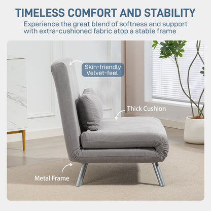 Badi Snow Flannel Grey Single Convertible Sleeper Chair Bed