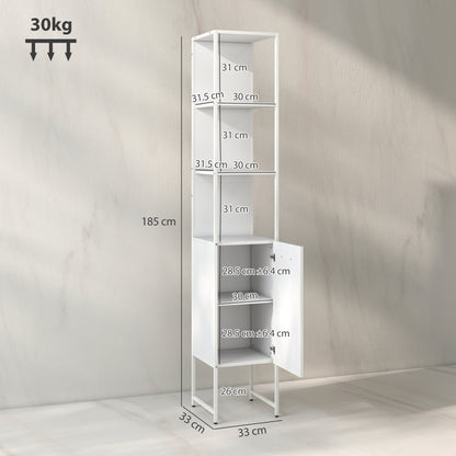 Neliha Tall Bathroom Storage Cabinet With OFauxn Shelves And Adjustable Interior White