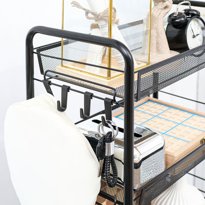 Velu Metal Black 5 Basket Steel Storage Trolley With Wheels