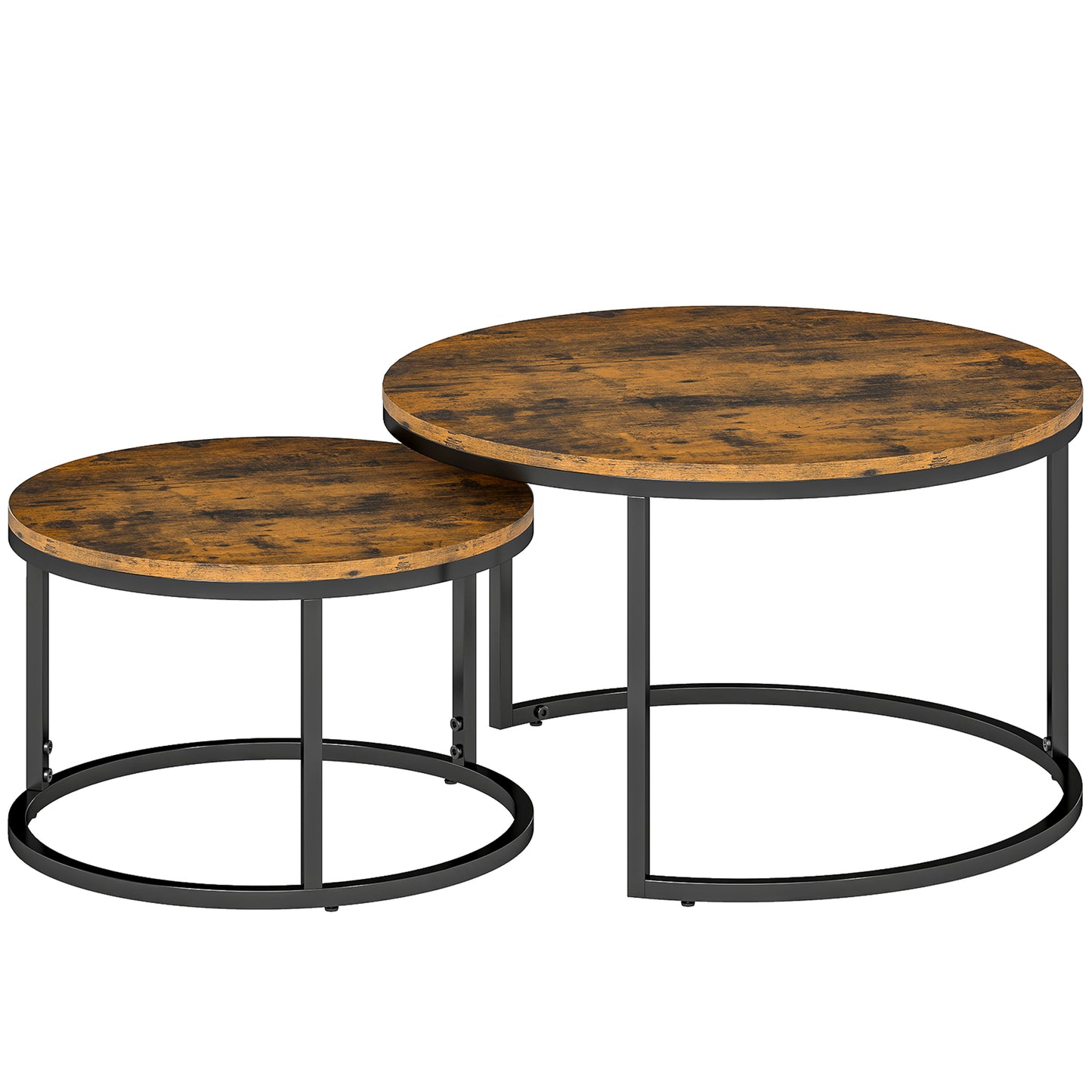 Kefa Dimi Set Of 2 Wooden Rustic Brown Wood Effect Nesting Tables