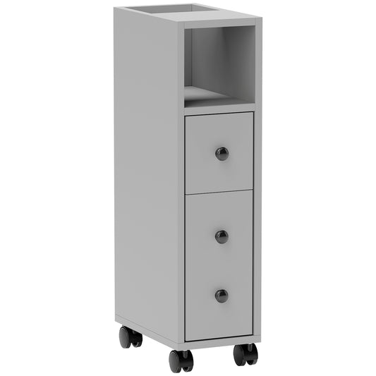Slim Grey Bathroom Storage Cabinet With Compact Footprint