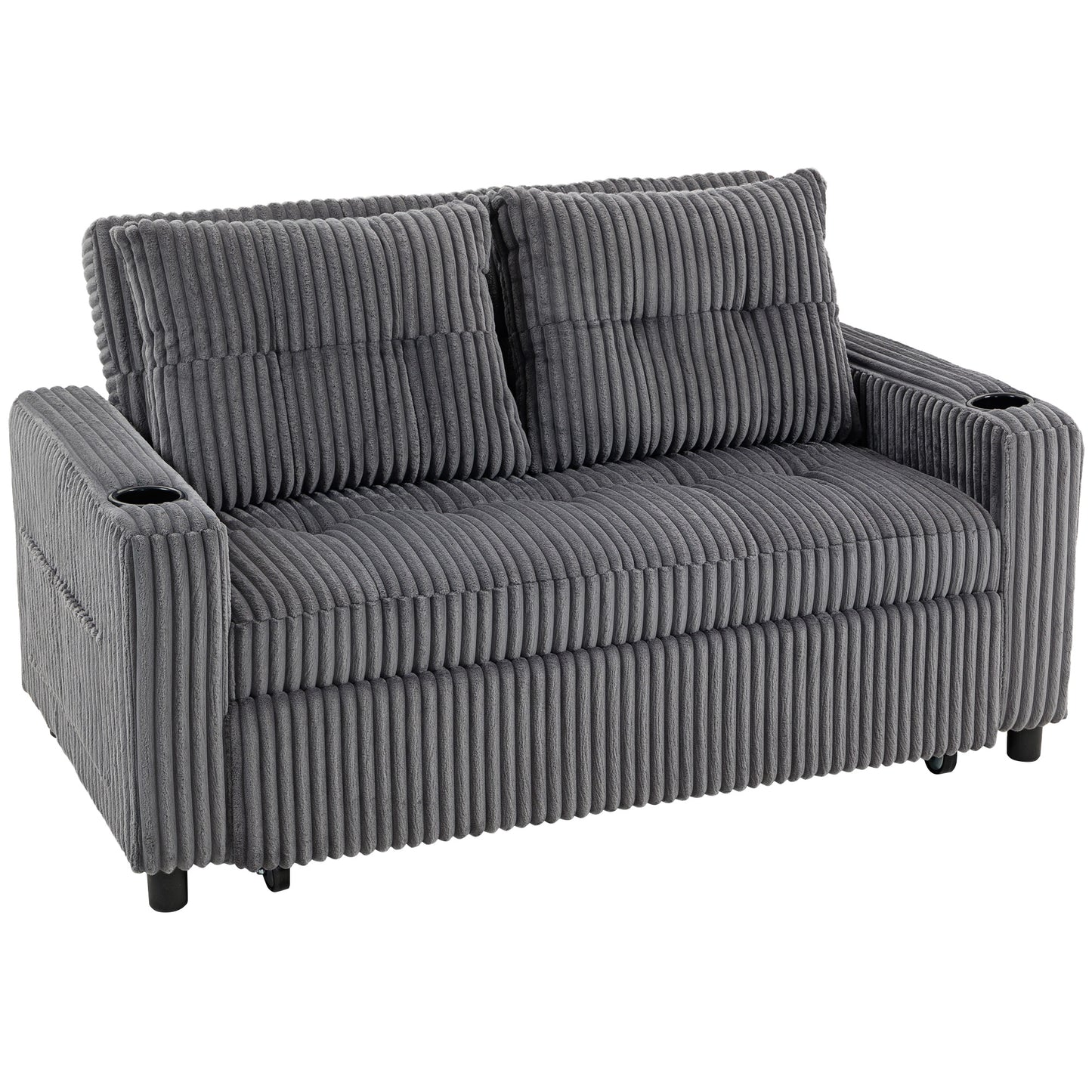 Noripa Dark Grey Corduroy 2 Seater Click Clack Sofa Bed