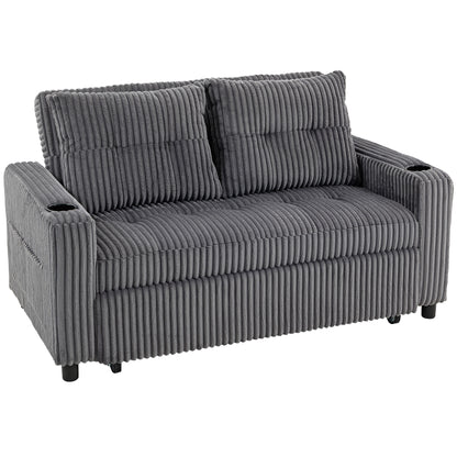 Noripa Dark Grey Corduroy 2 Seater Click Clack Sofa Bed